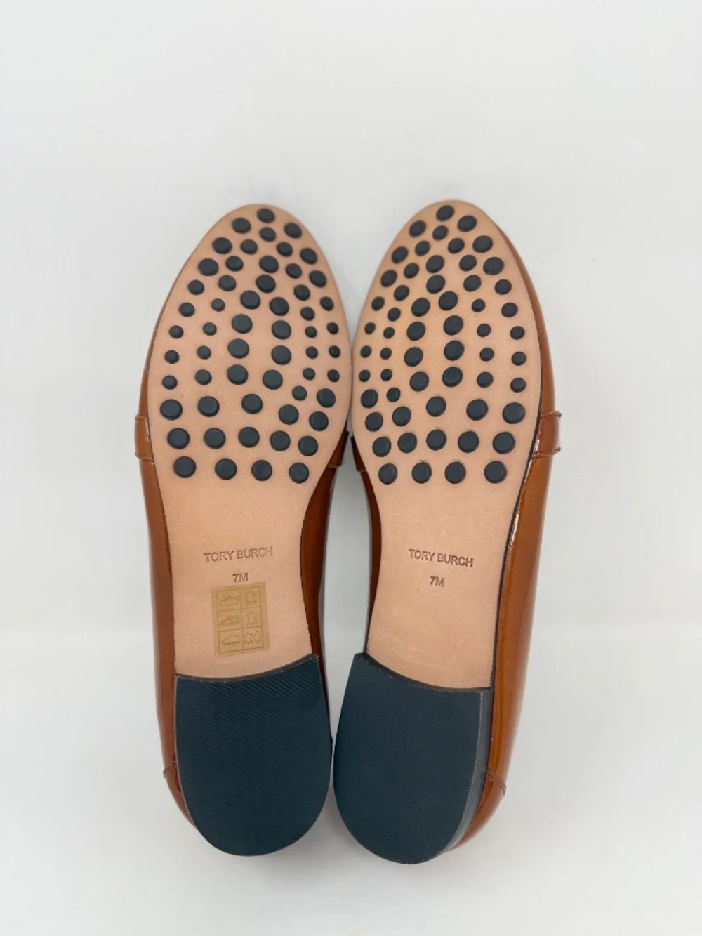 New Tory Burch Georgia Patent Leather Loafer Tan Cuoio Sz 7
